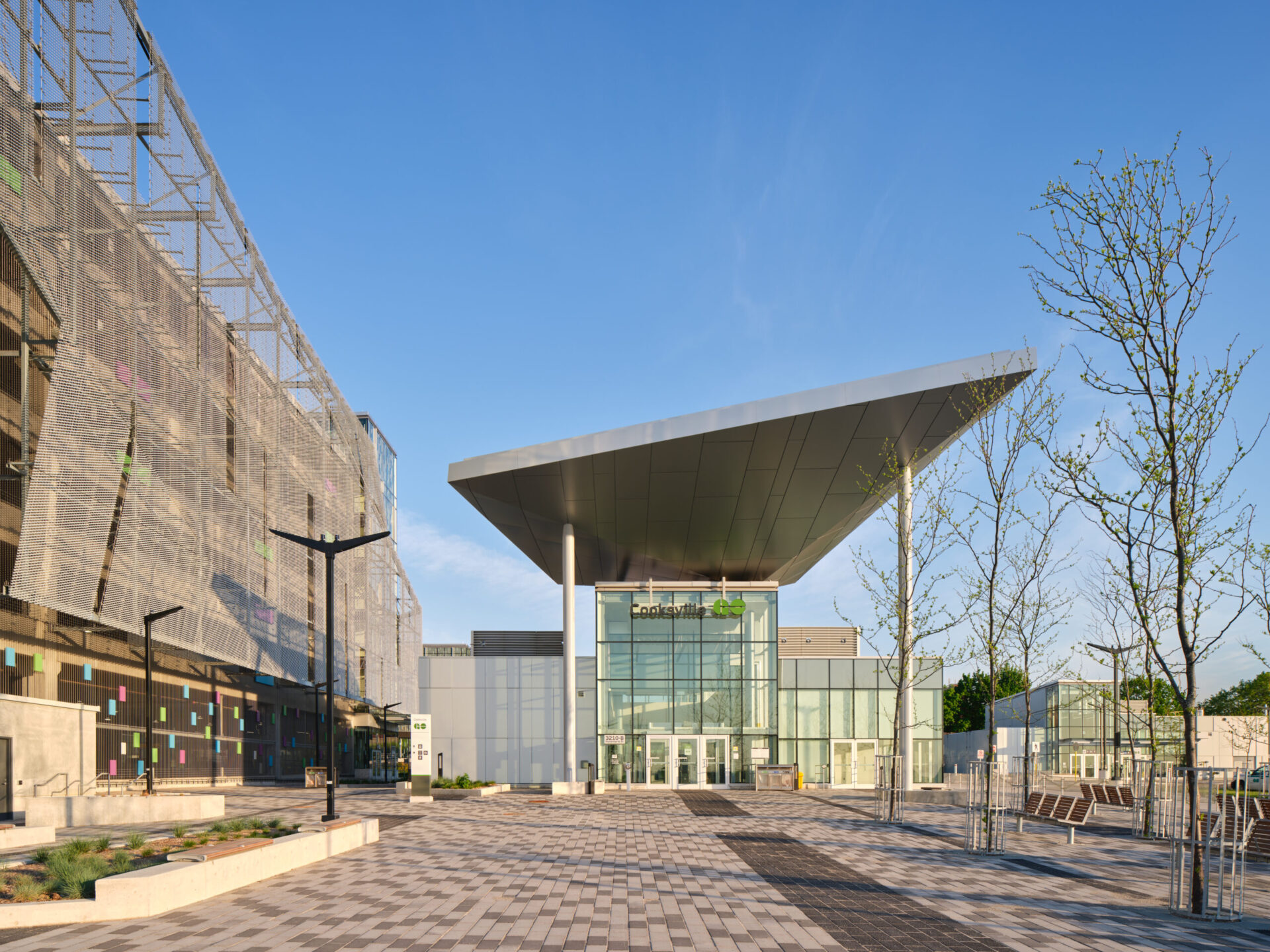 A glass-roofed structure displaying remarkable architecture and engineering.