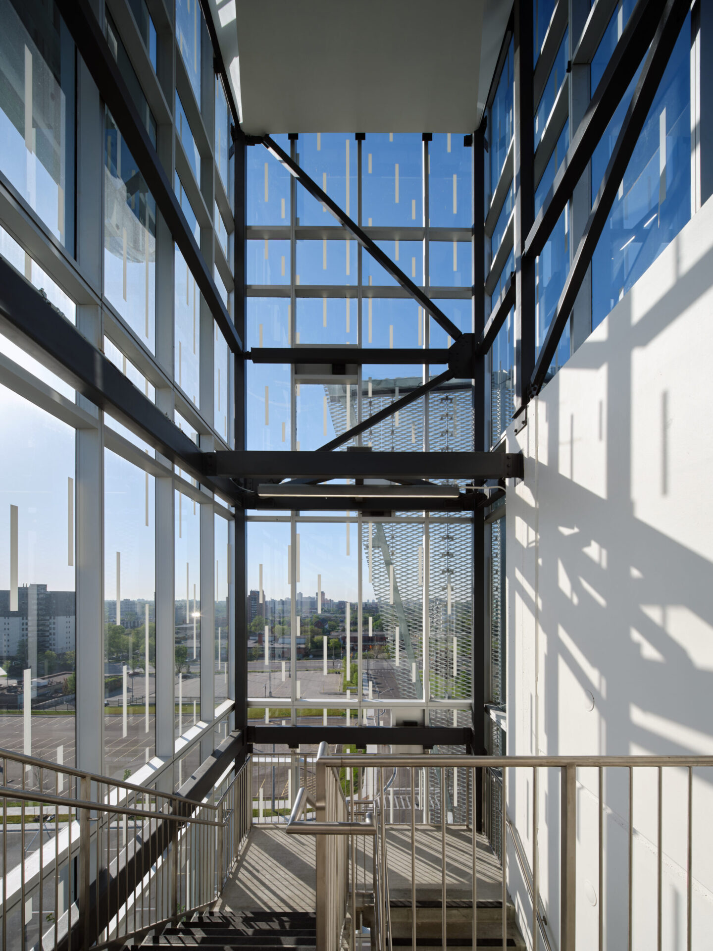 A glass staircase showcasing architectural design.