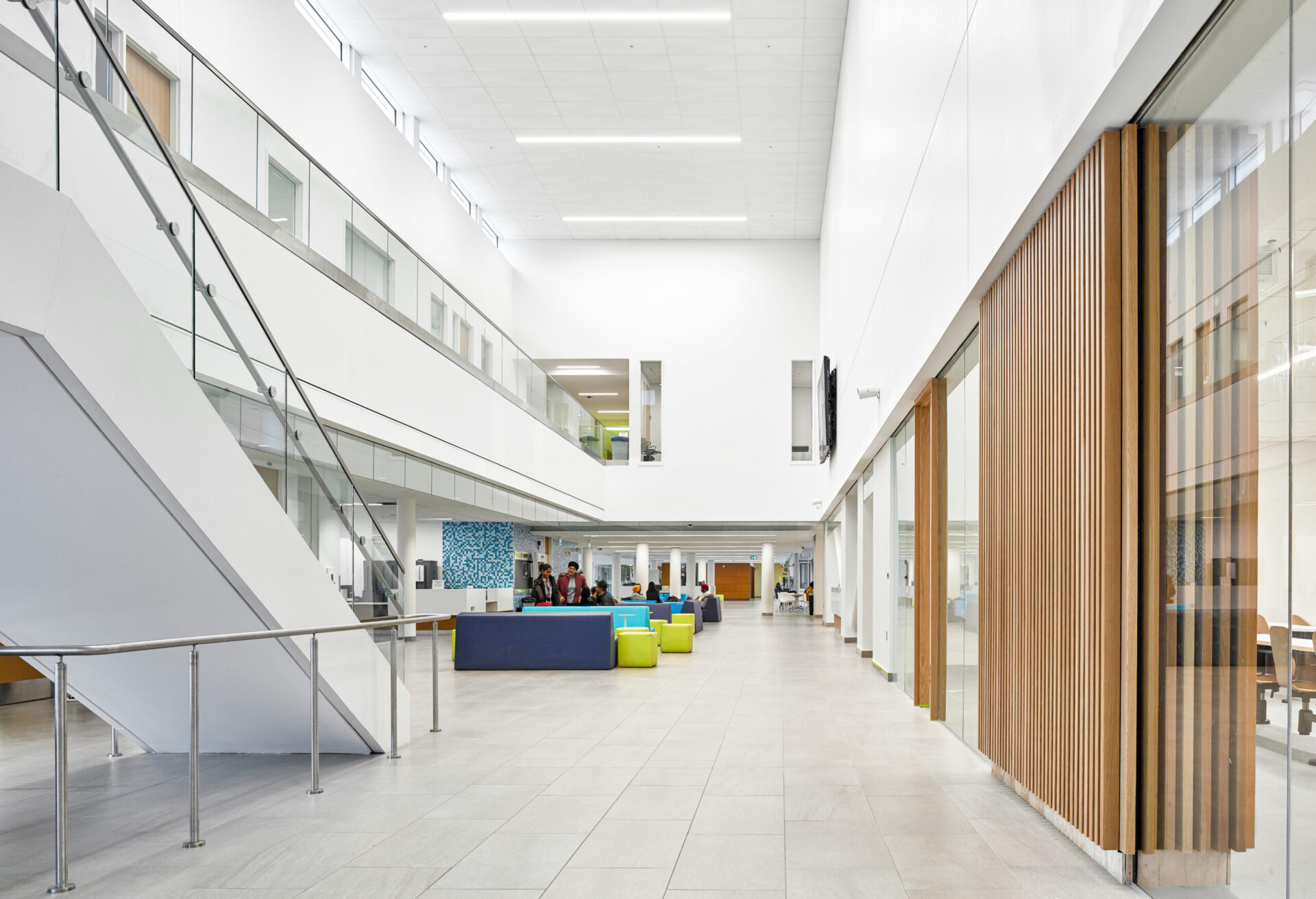 A modern engineering building with glass walls.