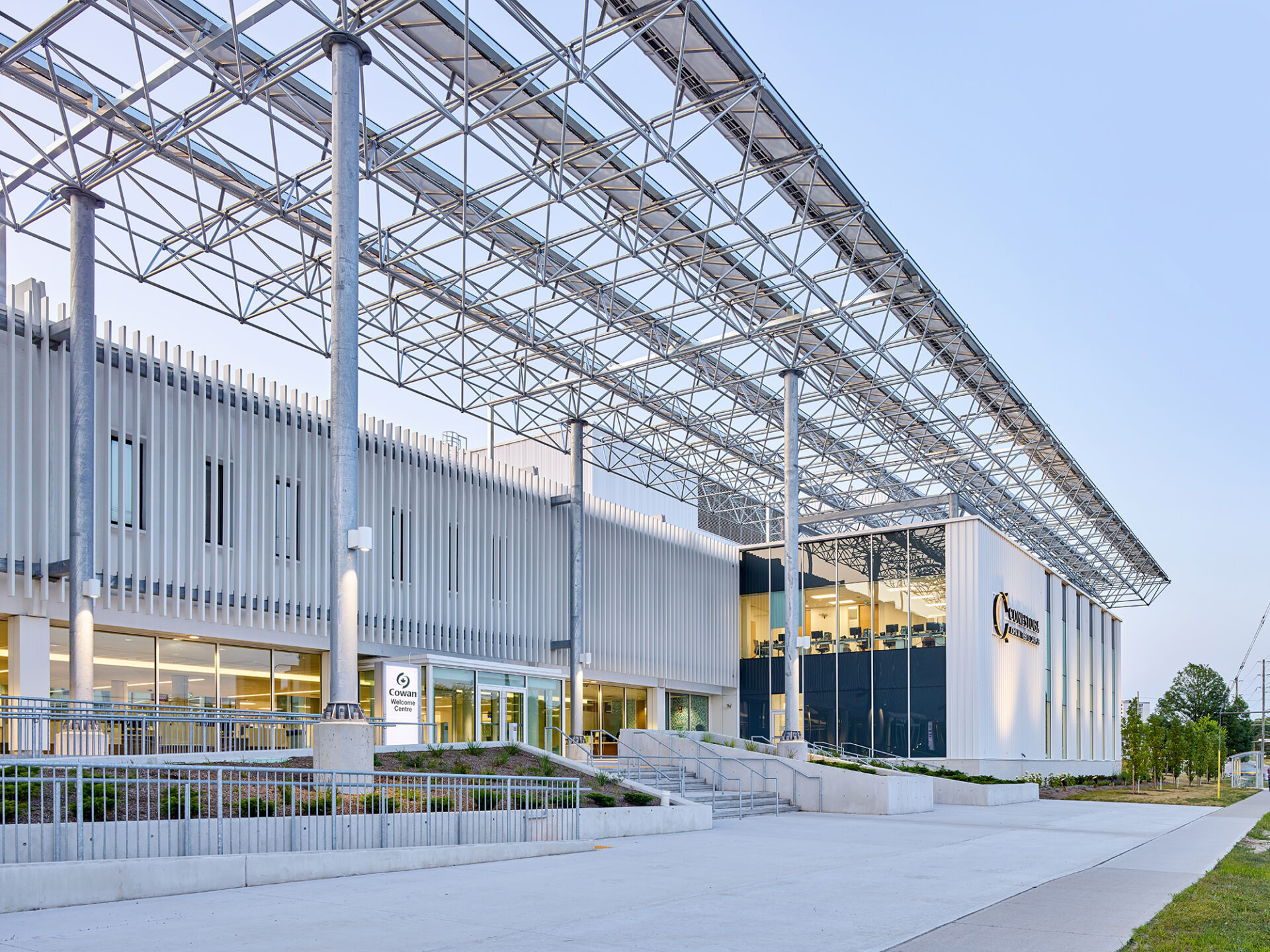A engineering marvel boasting a metal roof.
