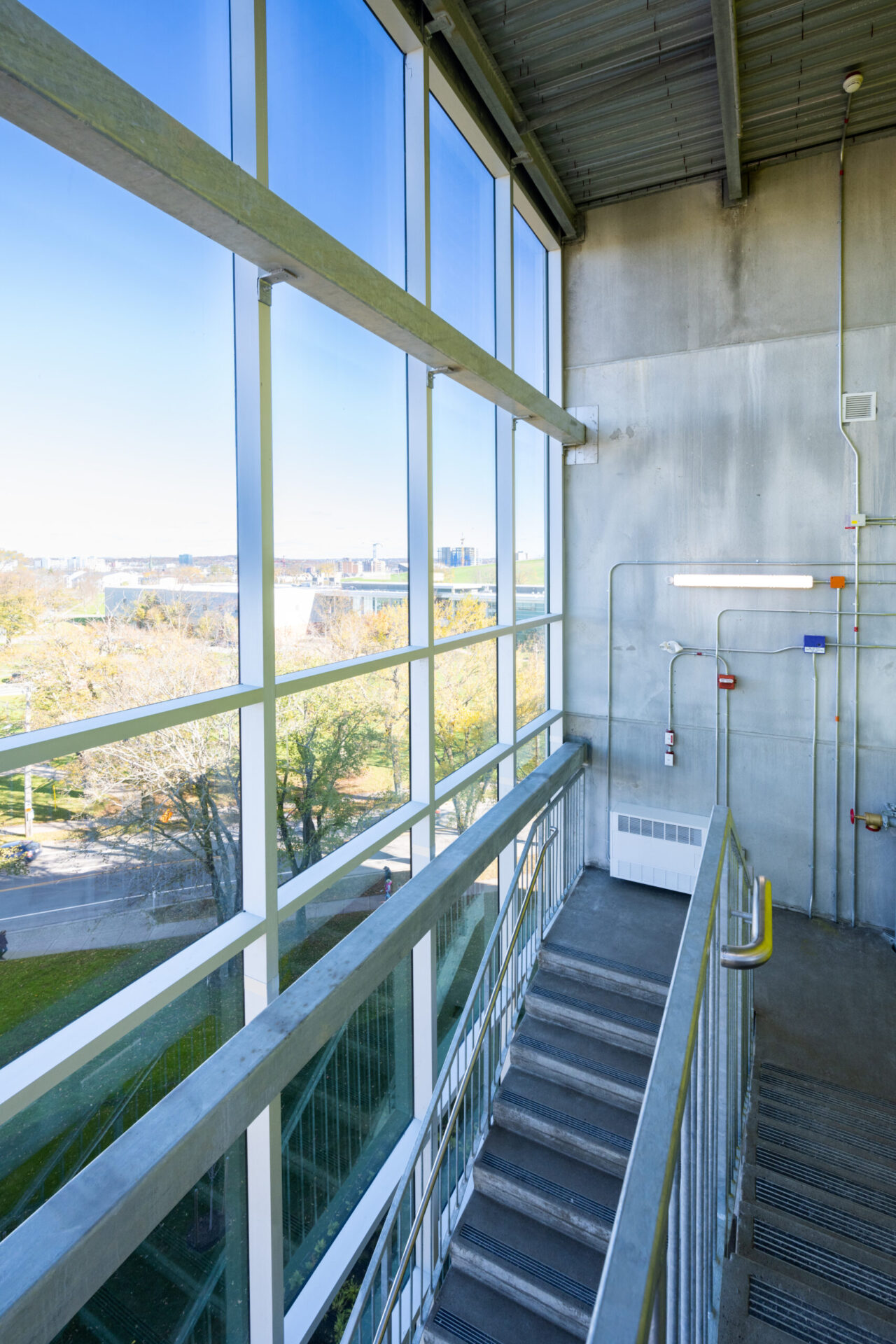 The metal stairs showcase engineering and architecture.