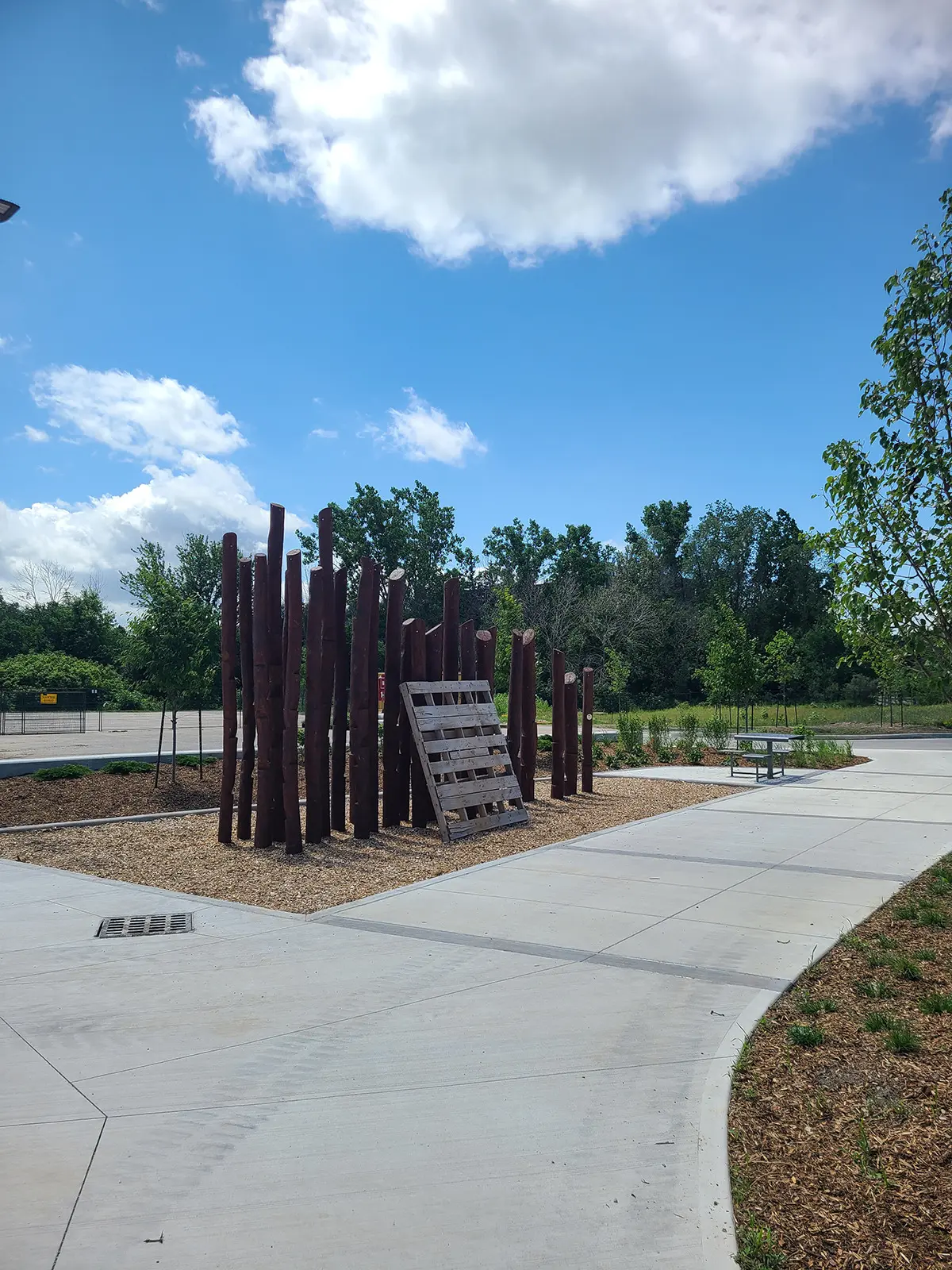 A wooden structure at Albert McCormick Community Centre.