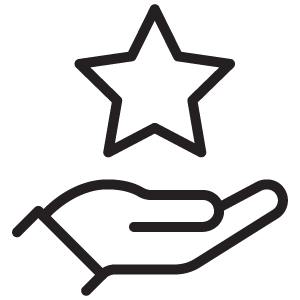 icon of a hand holding a star