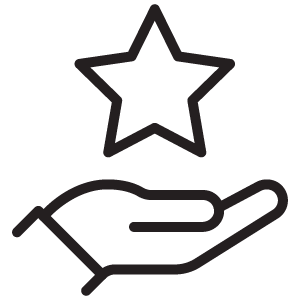 icon of a hand holding a star