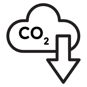 A cloud with an arrow pointing to the word co2 representing environmental engineering.