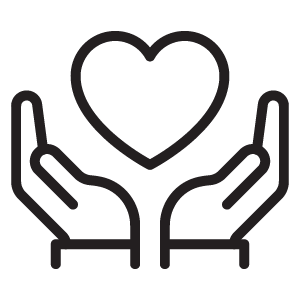 Two hands holding a heart icon on a white background with engineering elements.