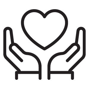 Two hands holding a heart icon on a white background with engineering elements.