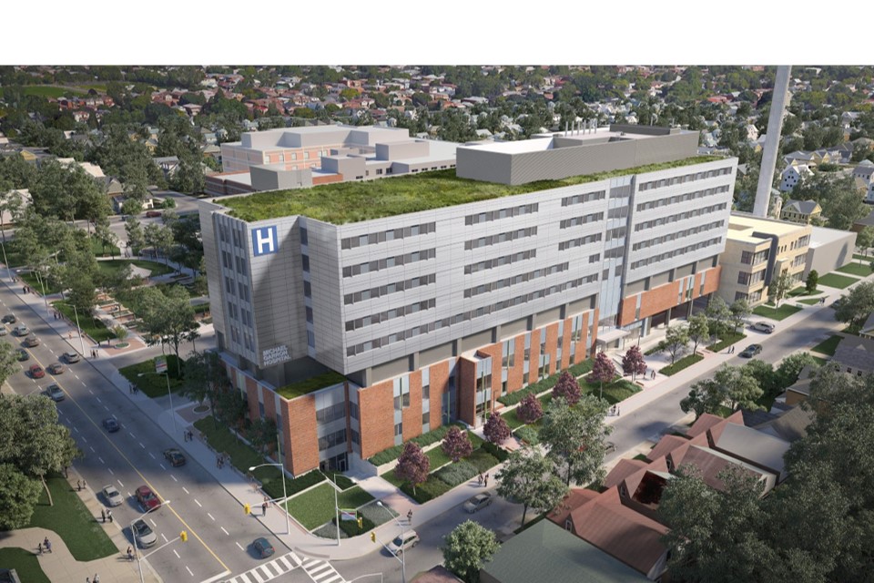 A rendering of an architecturally engineered building with a green roof.