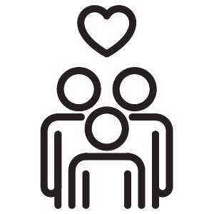icon of a group of people with a heart above their heads